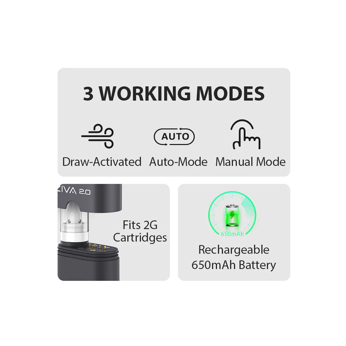 Yocan Ziva 2.0 510規格ステルスヴェポライザー